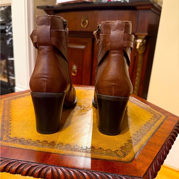 Franco Sarto Nino Leather brown Bootie size 9, 3” heel - Picture 3 of 9